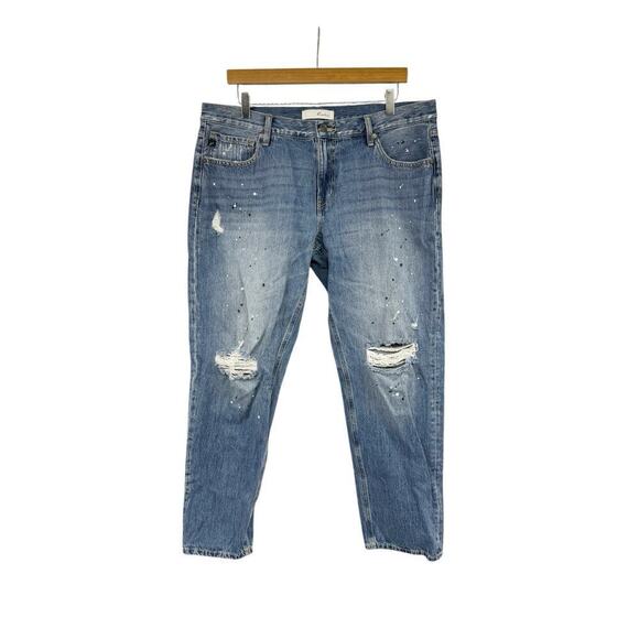 KanCan Jeans Denim Boyfriend Jeans Distressed Splatter Paint Womens Size 15/31 - Picture 1 of 7